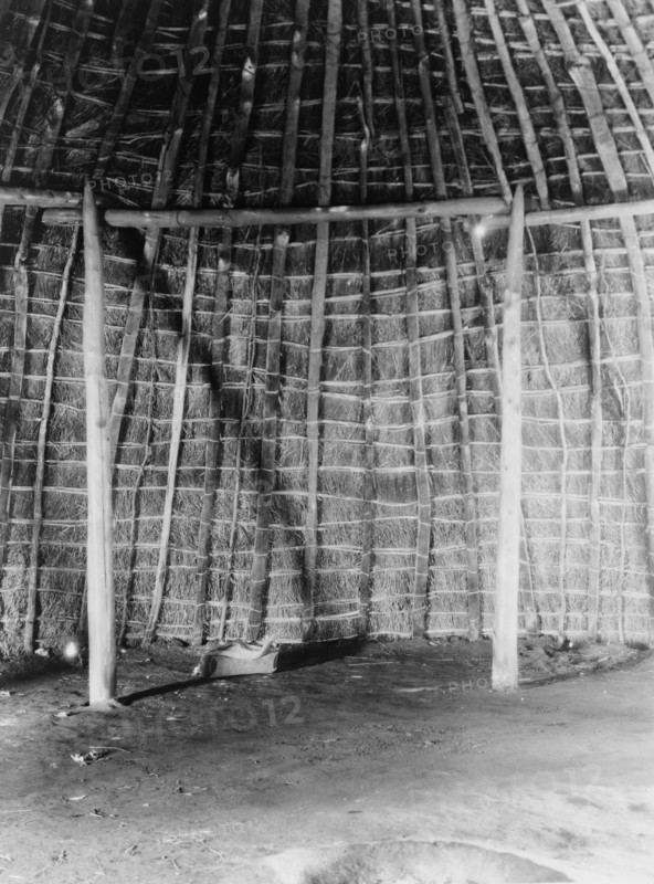 Interior of Wichita grass-house, c1927. Creator: Edward Sheriff Curtis.