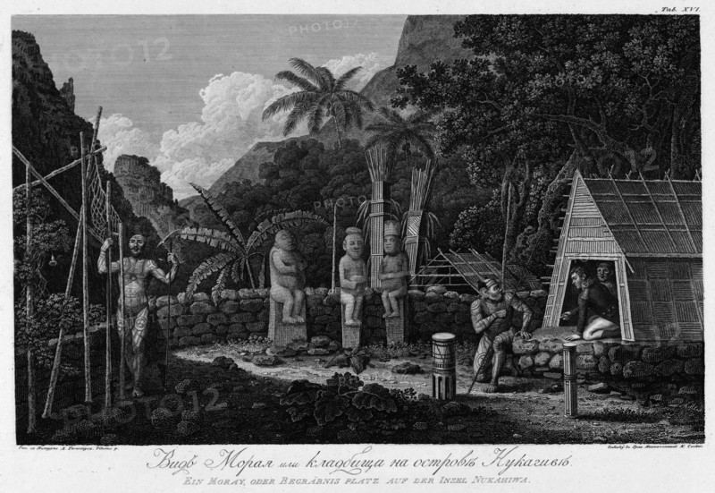 View of Cemetery on Nukagiva Island, 1813. Creator: Koz'ma Vasil'evich Chesky.