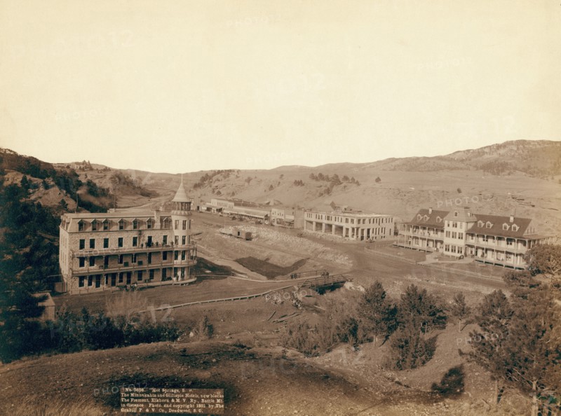 Hot Springs, SD The Minnekahta and Gillispie Hotels, new blocks The Fremont, Elkhorn..., 1891. Creator: John C. H. Grabill.