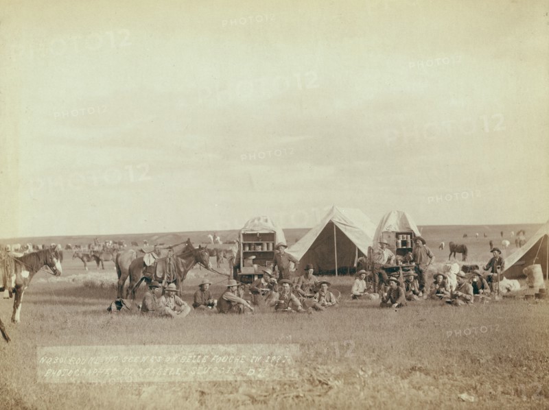 Roundup scenes on Belle Fouche [sic] in 1887, 1887. Creator: John C. H. Grabill.