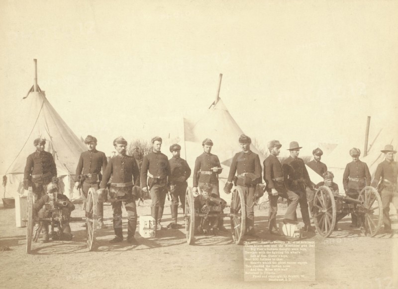 Famous Battery "E" of 1st Artillery These brave men and the Hotchkiss gun that Big Foot's..., 1891. Creator: John C. H. Grabill.