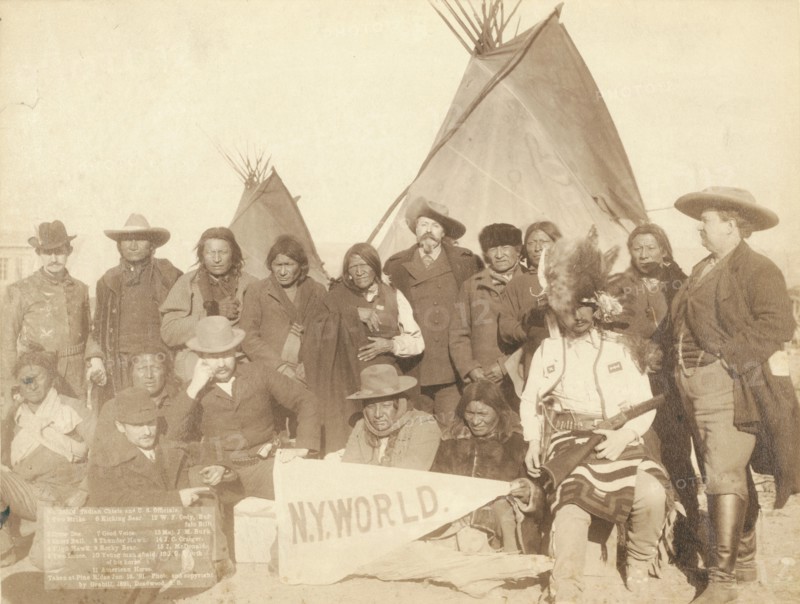 Indian chiefs and US officials 1 Two Strike 2 Crow Dog 3 Short Bull 4 High Hawk 5 Two Lance..., 1891 Creator: John C. H. Grabill.