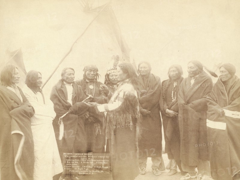 Indian chiefs who counciled with Gen Miles and setteled [sic] the Indian War -- 1 Standing..., 1891. Creator: John C. H. Grabill.