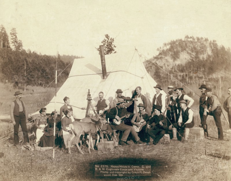 Happy Hours in Camp G and B&M Engineers Corps and Visitors, 1889. Creator: John C. H. Grabill.
