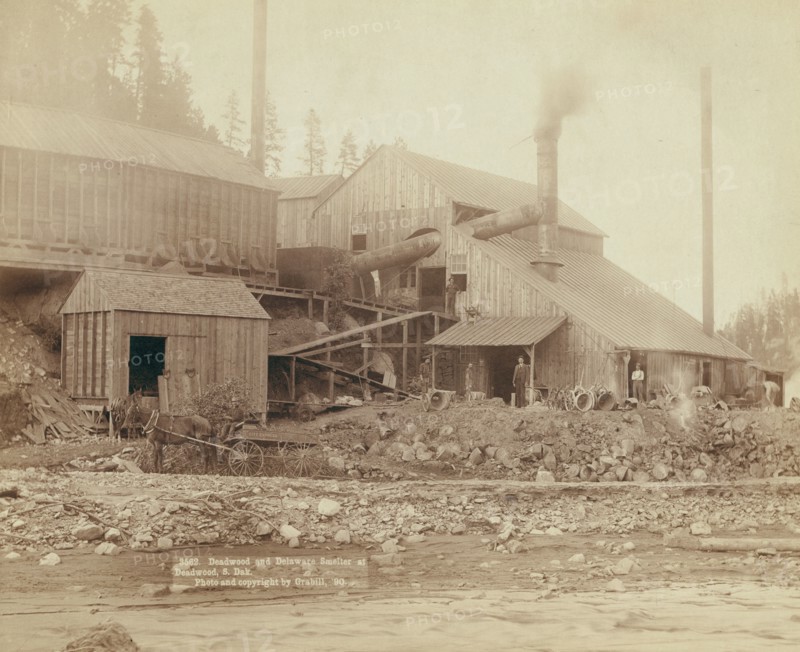 Deadwood and Delaware Smelter at Deadwood, SDak, 1890. Creator: John C. H. Grabill.