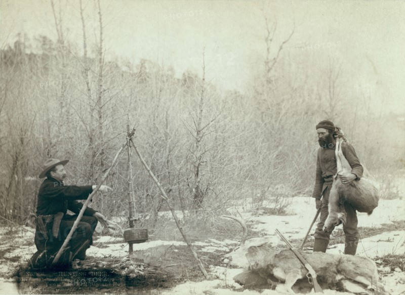 Hunting Deer A deer hunt near Deadwood in winter '87 and '88 Two miners McMillan and..., 1888. Creator: John C. H. Grabill.