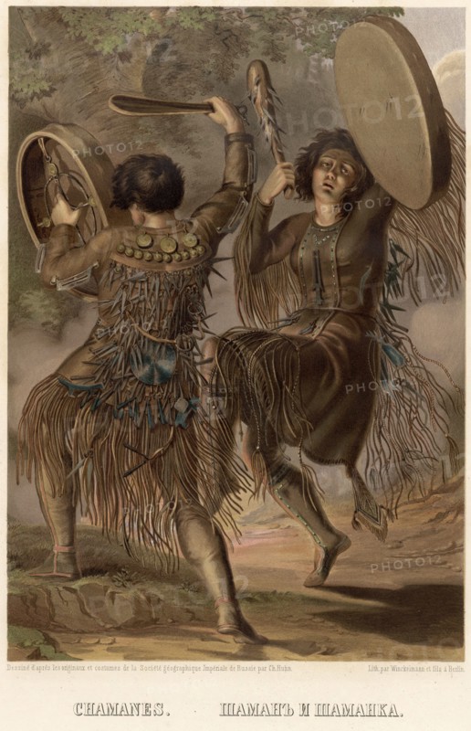 Shaman and shamanka, 1862. Creator: Karlis Huns.