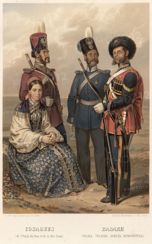 Cossacks (Uralka, Ural, Donetsk, Chernomoret), 1862. Creator: Karlis Huns.