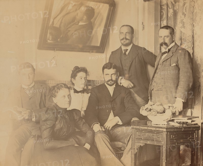 A social gathering in the veranda room, Dom Smith, Vladivostok, Russia, 1899. Creator: Ann E. Ivy.