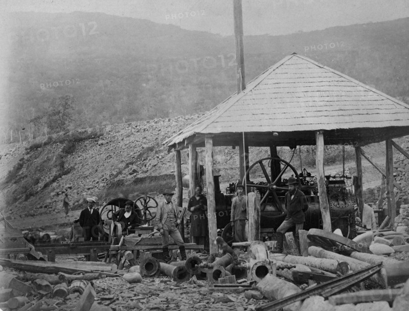 Gold washing machine on Askold Island, 1865-1871. Creator: VV Lanin.