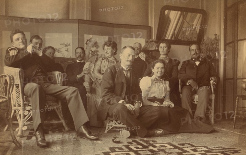 A social gathering in the veranda room, Dom Smith, Vladivostok, Russia, 1899. Creator: Frederick S. Pray.
