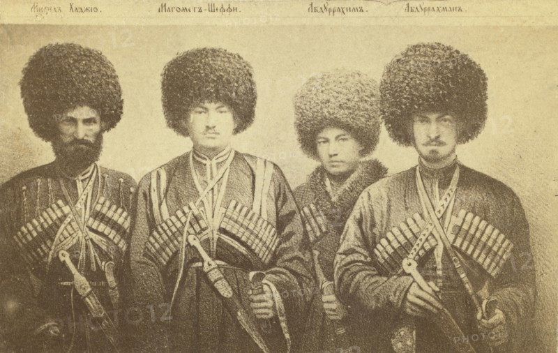 Group portrait of four men from Transcaucasus region, between 1870 and 1886. Creator: Unknown.
