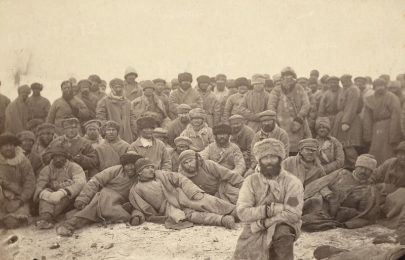 A group of hard-labor convicts (common criminals) in Siberia, between 1885 and 1886. Creator: Unknown.