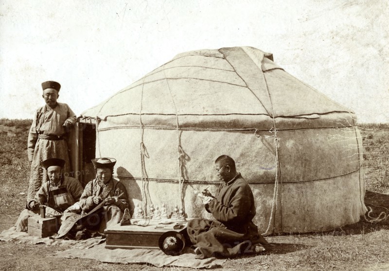 Buryat painters painting "Burkhans", 1895-1939. Creator: L Veniukov.