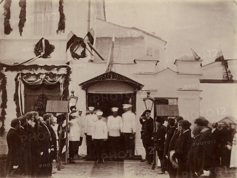 Seeing off Tsesarevich Nicholas Alexandrovich from the city of Kansk, 1891.  Creator: AM Zlobkov.