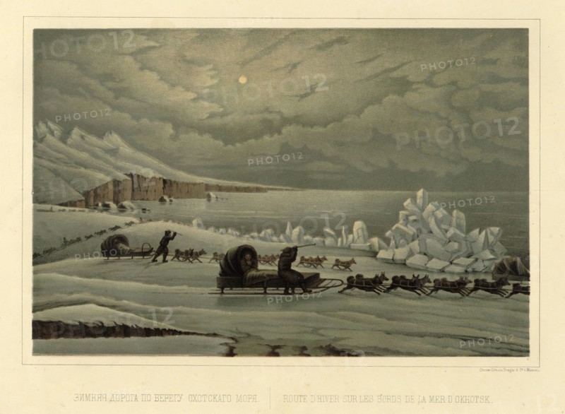 Winter Road Along the Shore of the Sea of Okhotsk, 1856. Creator: Ivan Dem'ianovich Bulychev.