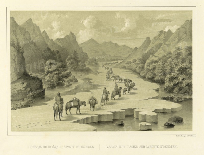 Crossing over the Ice on the Route to Okhotsk, 1856. Creator: Ivan Dem'ianovich Bulychev.