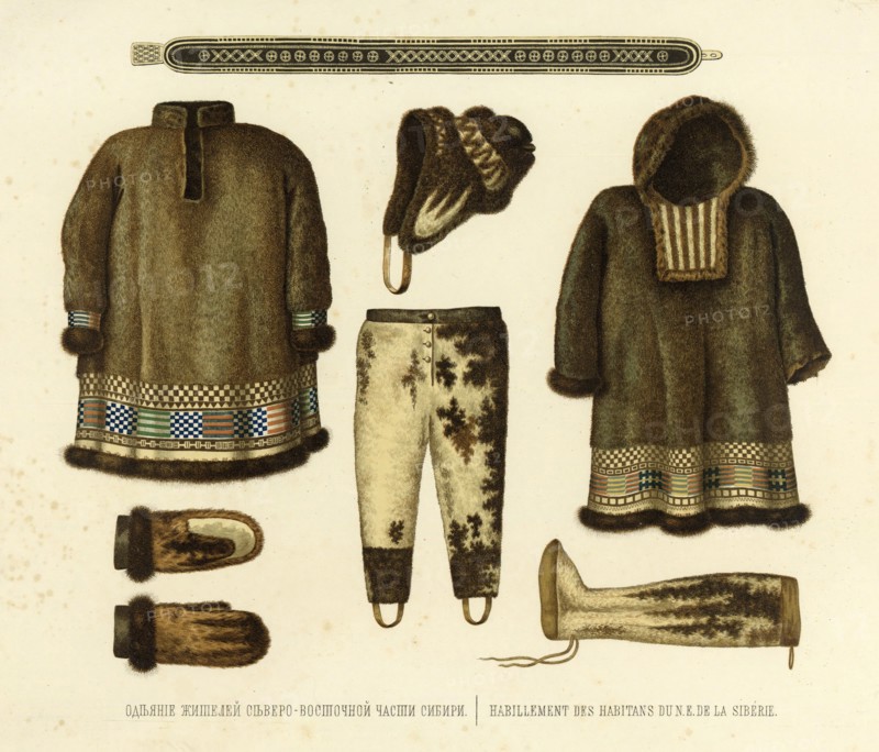 Clothing from Residents of the Northeastern Part of Siberia, 1856. Creator: Ivan Dem'ianovich Bulychev.