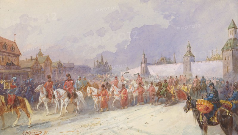 The Arrival of the Captured Kuchum's Family in Moscow, 1599, 19th century. Creator: Nikolay Nikolaevich Karazin.