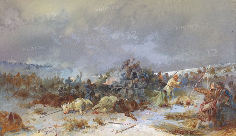 A Battle, 19th century. Creator: Nikolay Nikolaevich Karazin.