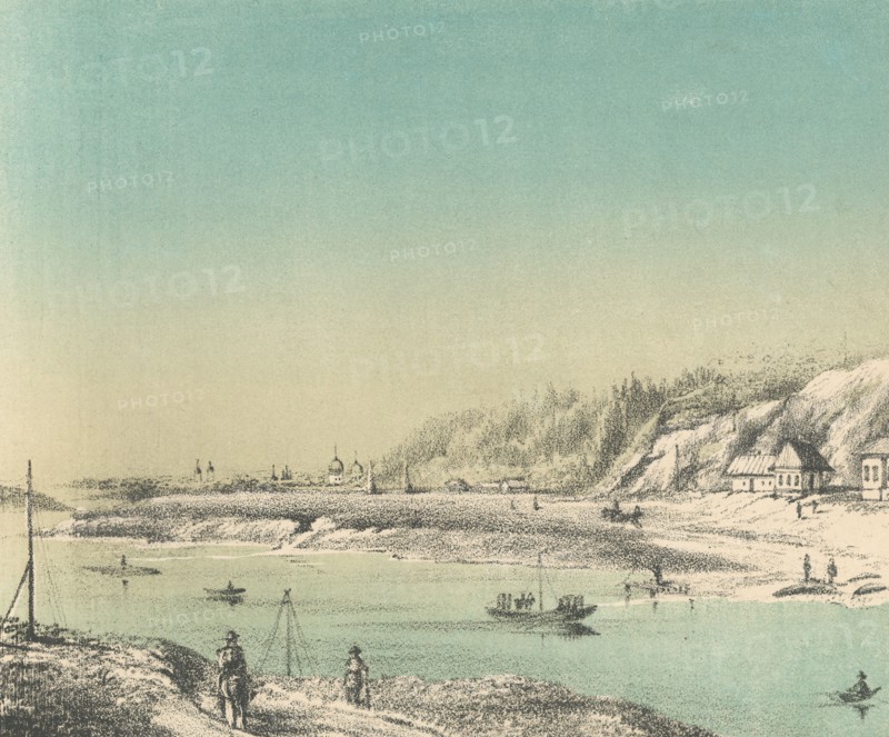View of Tomsk From the Ferry Across the Tom River Along the Moscow Highway, 1871. Creators: M Kolosov, J Rogulin.
