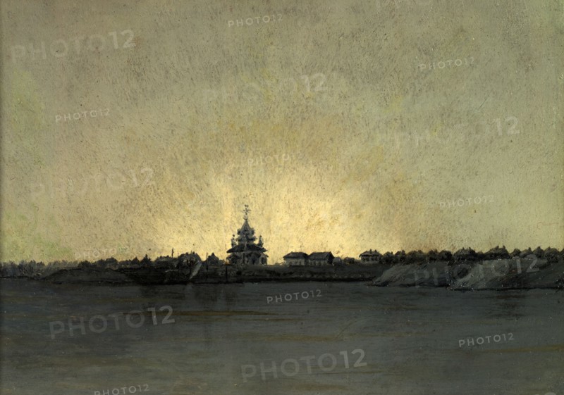 View of the Kolpashev Village. First Ship Pier From Tomsk, 1880-1889. Creator: Pavel Mikhailovich Kosharov.