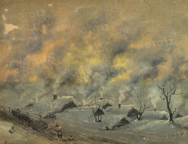 View of a Village in the Barabinsk Steppe in Winter, 1880-1897. Creator: Pavel Mikhailovich Kosharov.