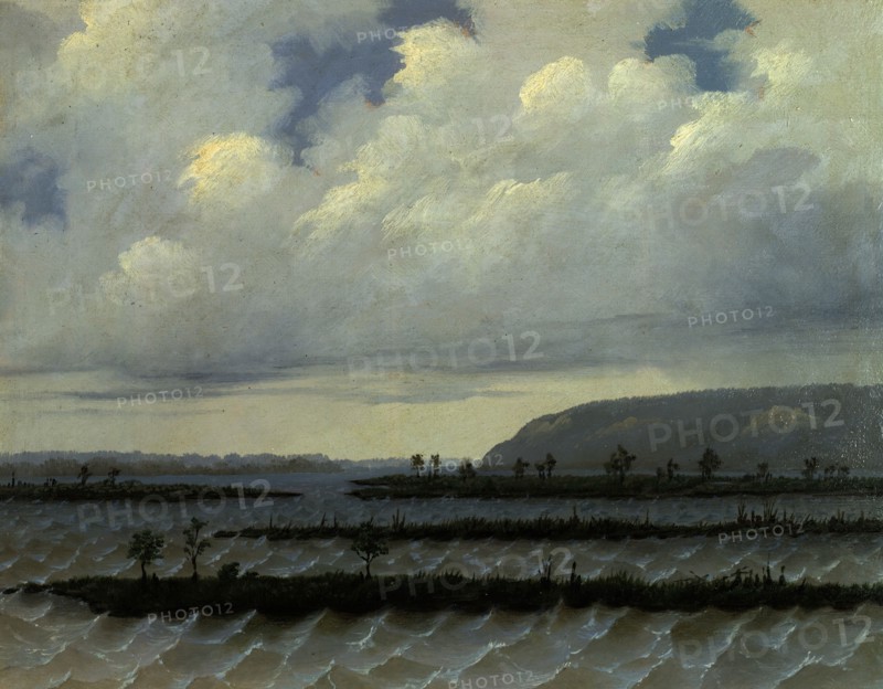 Right Side of the Gap in the Mountain Ridge of the Right Bank of the Irtysh by the River Ob..., 1883 Creator: Pavel Mikhailovich Kosharov.
