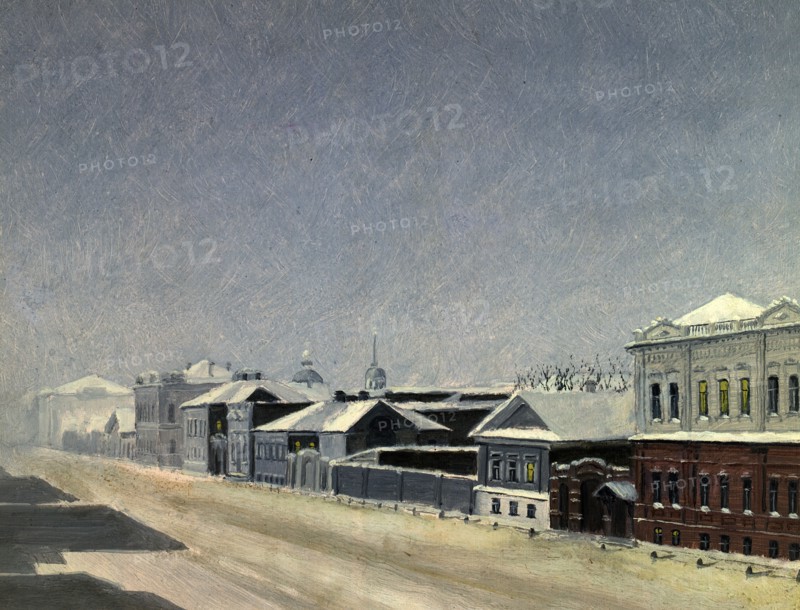 View of the Magistratskaia Street in the Night, 1880-1897. Creator: Pavel Mikhailovich Kosharov.