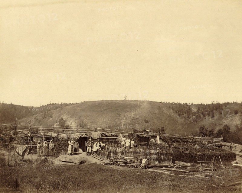 Dug-Out Shelters of Interned Families, 1891. Creator: Aleksei Kuznetsov.
