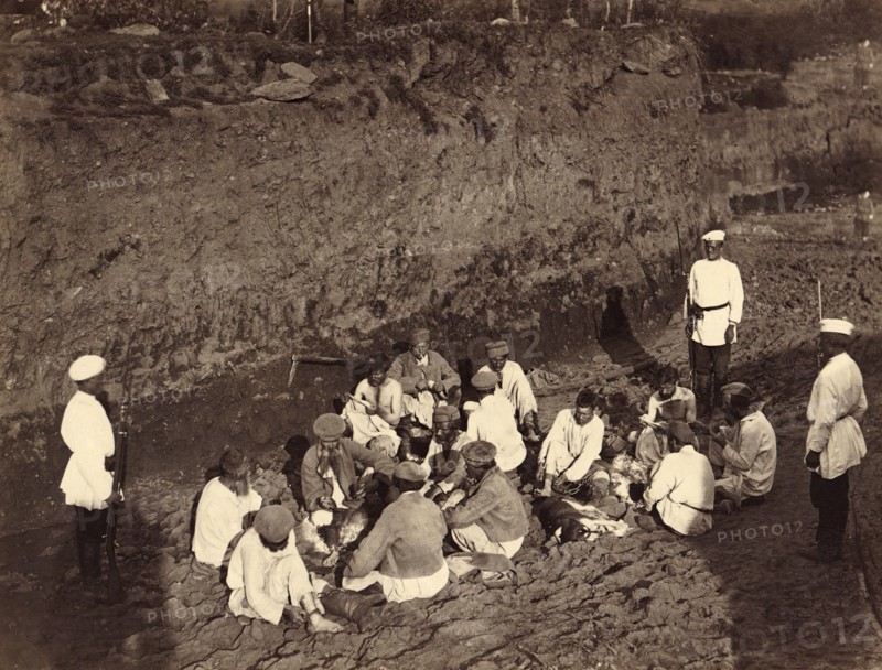 Hard Labor Convicts at Rest in the Pit, 1891. Creator: Aleksei Kuznetsov.