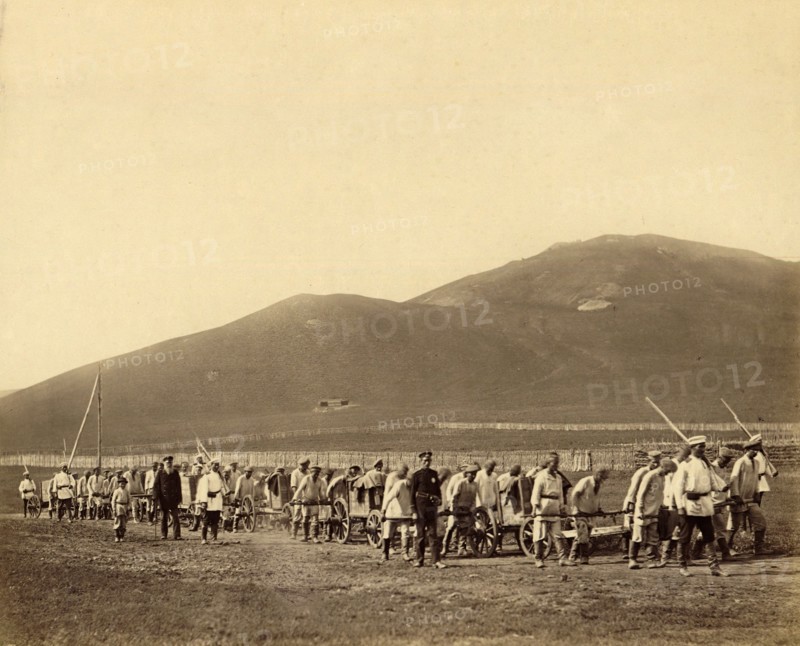 Hard Labor Convicts Hauling Construction Materials to Worksites in Gornyi Zerentui, 1891. Creator: Aleksei Kuznetsov.