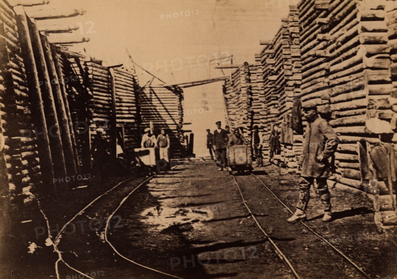 Exiled Convicts Hauling Coal in the Yards of the Due Coal Mine, 1880-1899. Creator: Innokenty Ignatievich Pavlovsky.