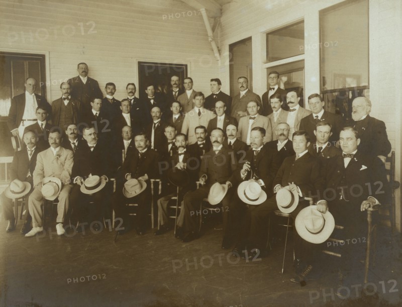 Russian & Japanese delegates and members of the press, 1905. Creator: Perry Enoch Conner.
