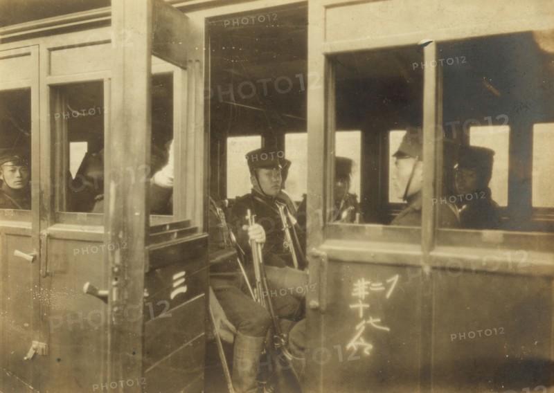 Japanese infantry ready to leave Tokyo for the front, c1904. Creator: Jimmy Hare.