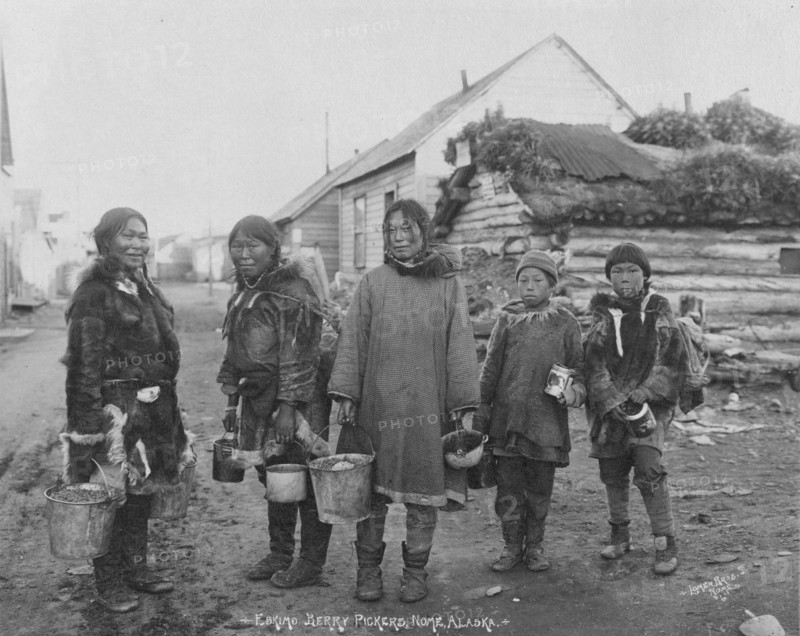 Eskimo berry pickers, between c1900 and c1930. Creator: Lomen Brothers.