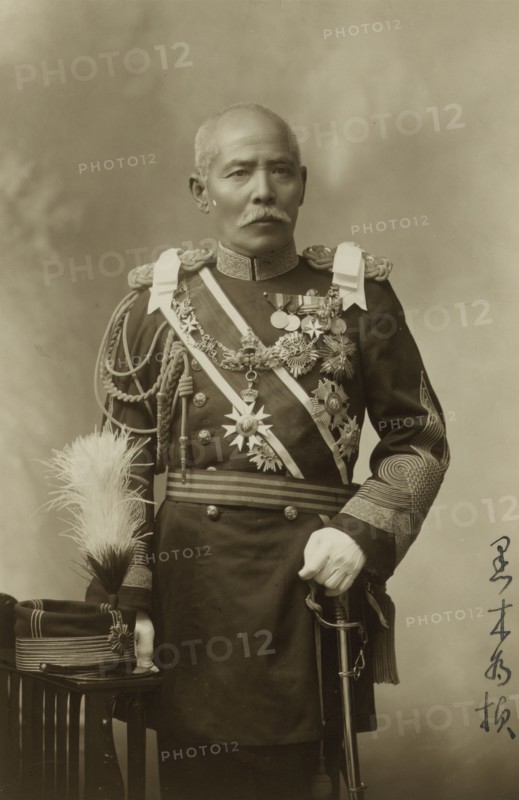 General Baron T. Kuroki, three-quarter length portrait, in uniform, facing front graphic /, c1907. Creator: Maruki Riyo.