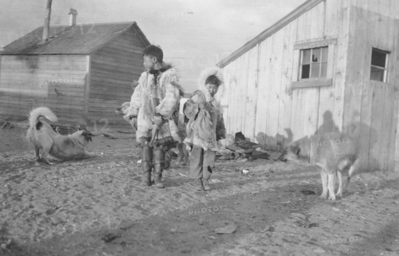 Eskimo boys with dogs, between c1900 and 1916. Creator: Unknown.