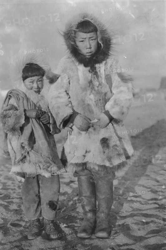 Two Eskimo boys on a windy day, between c1900 and 1916. Creator: Unknown.