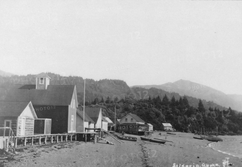 View of town and mountains, between c1900 and c1930. Creator: Unknown.