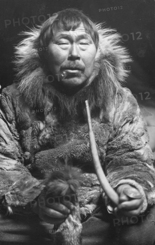 Eskimo smoking pipe, between c1900 and c1930. Creator: Unknown.