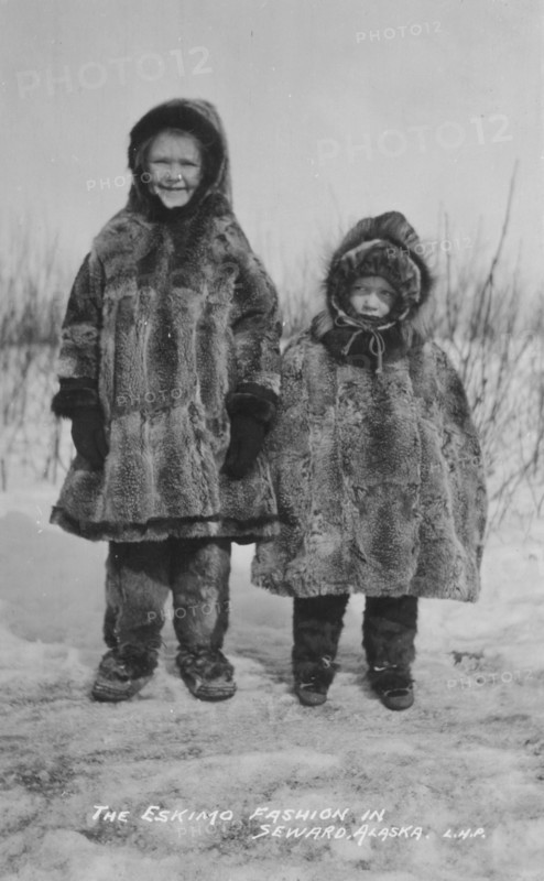 Children in Eskimo fur clothing, between c1900 and c1930. Creator: Unknown.