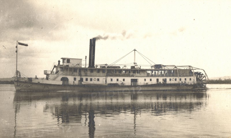 View of the steamship "Petersburg" on the Zeya River, 1909. Creator: Vladimir Ivanovich Fedorov.