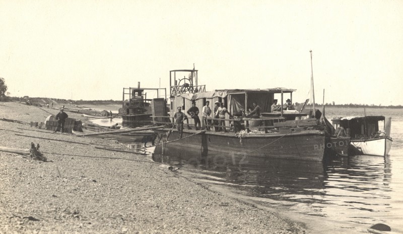 Caravan of a survey party near the bank of the Zeya River, 1909. Creator: Vladimir Ivanovich Fedorov.