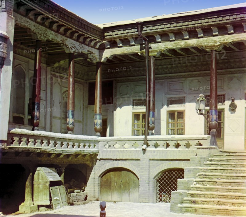 In the courtyard of a Sart home, on the outskirts of Samarkand, between 1905 and 1915. Creator: Sergey Mikhaylovich Prokudin-Gorsky.