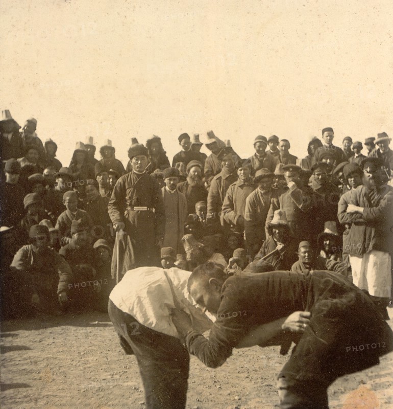 Kirgiz Wrestling: Views in the Zaisan District, 1909. Creator: Nikolai Georgievich Katanaev.