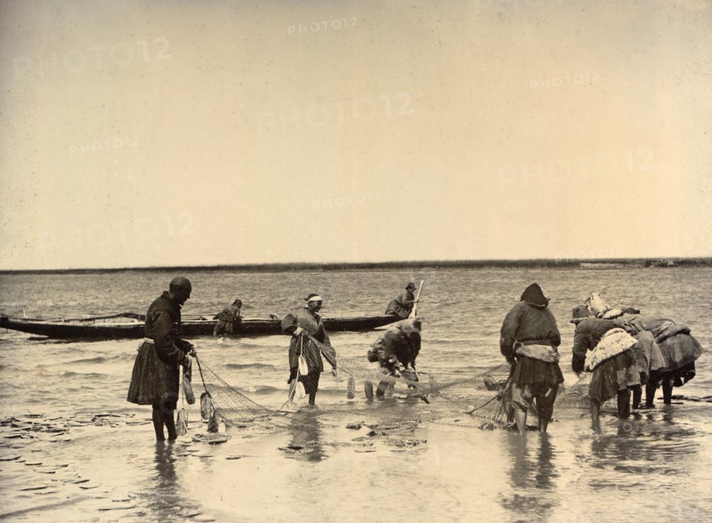 Dragging Out a Sweep-Net: Fishing on Lake Zaisan, 1909. Creator: Nikolai Georgievich Katanaev.
