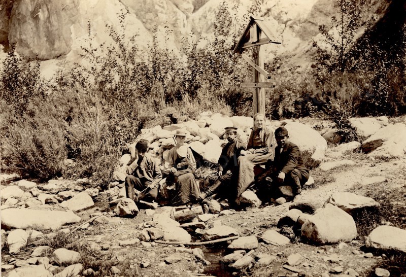 A group of travelers at the holy spring, 1900. Creators: I. A. Podgorbunskii, V. I. Podgorbunskii.