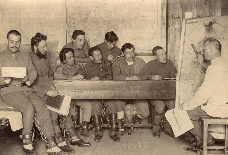 Convicts During a Geography Lesson, 1906-1911. Creator: Isaiah Aronovich Shinkman.
