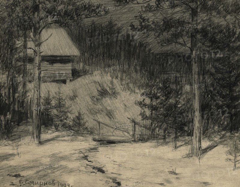 Moonlit Night near Irkutsk at a Resettlement Point, 1904. Creator: Boris Vasilievich Smirnov.